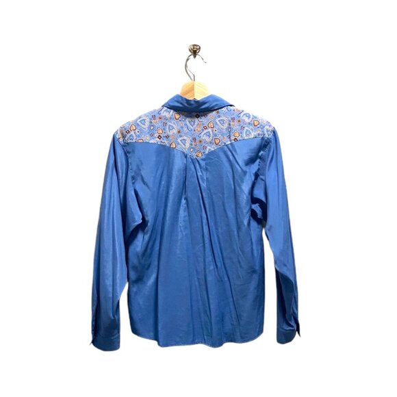 Desert West Button Down Western Shirt Blue Size XS Vintage Retro Festival Rodeo - Picture 11 of 13